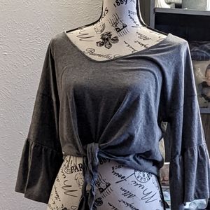 Gray midriff blouse